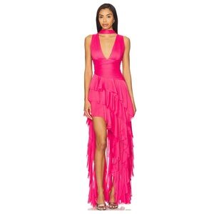 Alice + Olivia Holly Vibrant Pink High Low Dress